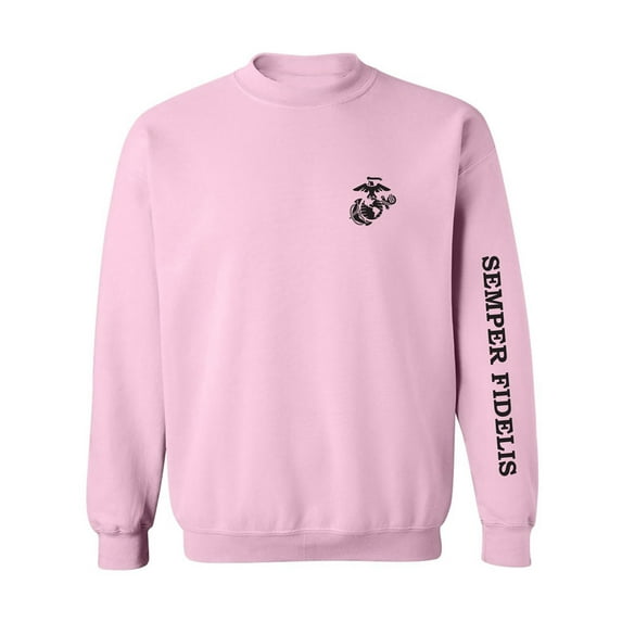 Semper Fidelis Black Sleeve Print Crewneck Sweatshirt