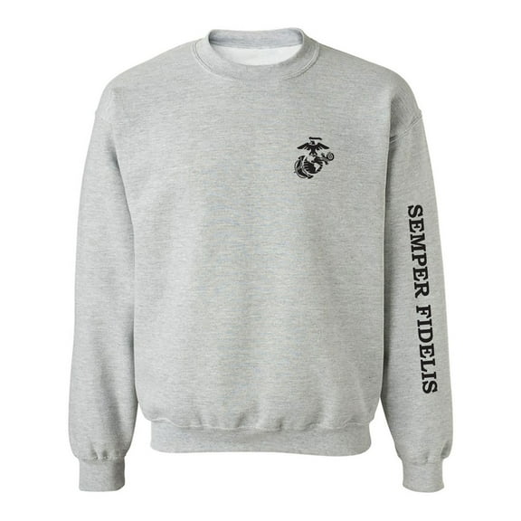 Semper Fidelis Black Sleeve Print Crewneck Sweatshirt