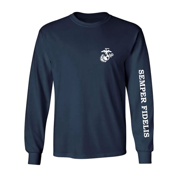 Semper Fidelis White Sleeve Print Adult Long Sleeve T-shirt