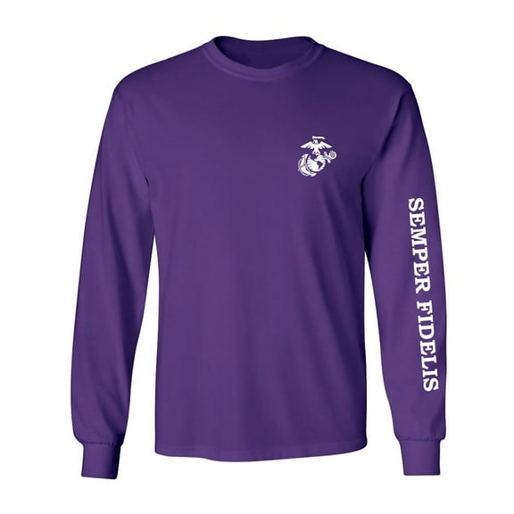 Semper Fidelis White Sleeve Print Adult Long Sleeve T-shirt