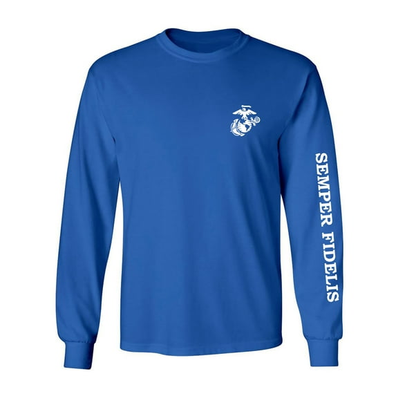 Semper Fidelis White Sleeve Print Adult Long Sleeve T-shirt