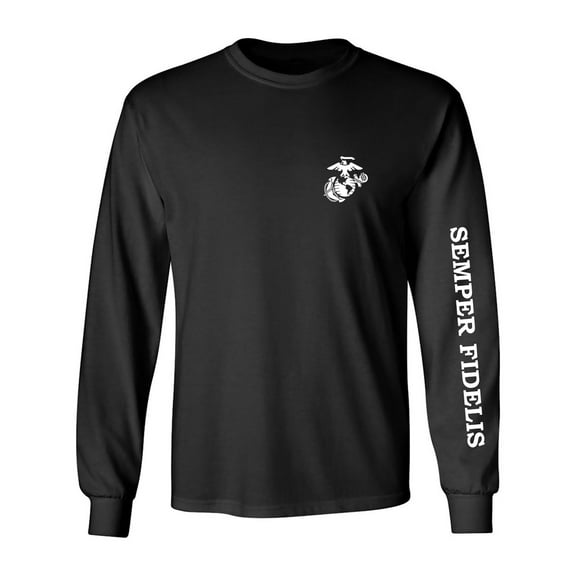 Semper Fidelis White Sleeve Print Adult Long Sleeve T-shirt