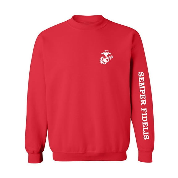 Semper Fidelis White Sleeve Print Crewneck Sweatshirt