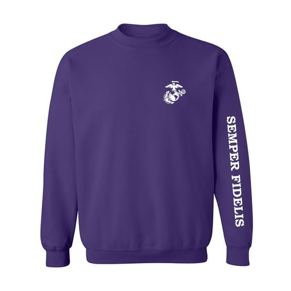 Semper Fidelis White Sleeve Print Crewneck Sweatshirt