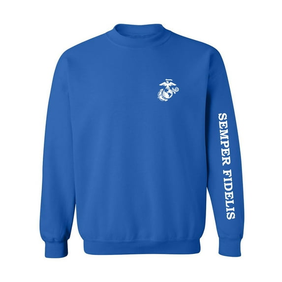 Semper Fidelis White Sleeve Print Crewneck Sweatshirt