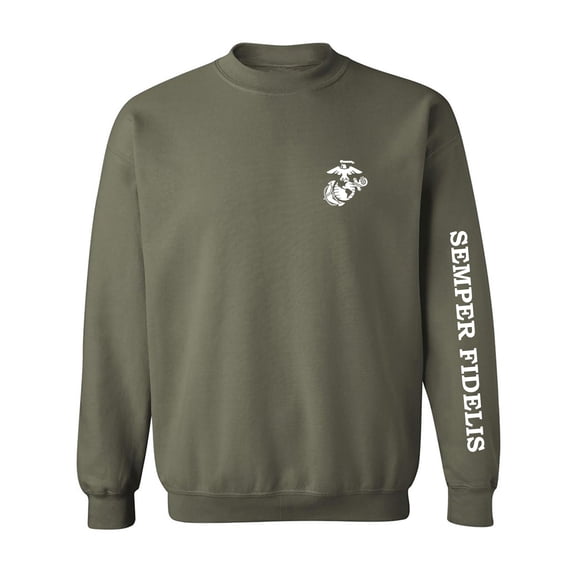 Semper Fidelis White Sleeve Print Crewneck Sweatshirt