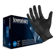 SemperForce Black Nitrile Gloves - Medium Box 100 Gloves - Latex Free - Tough Disposable Gloves - Textured Grip