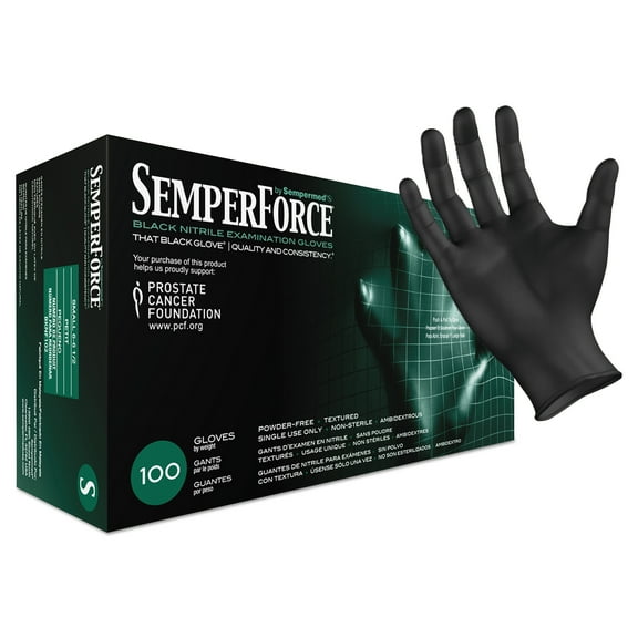 SemperForce Powder Free 100 Nitrile Black Gloves Small