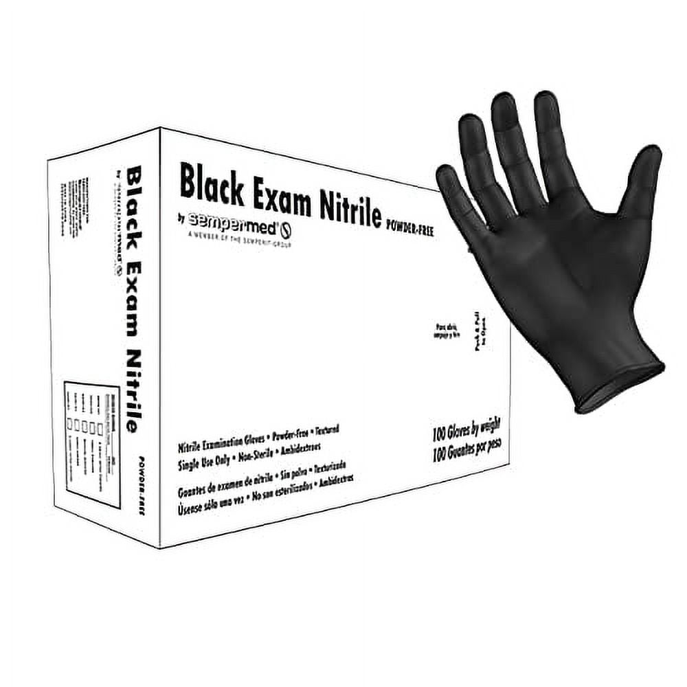 Sempermed Black Nitrile Gloves Powder Free, Textured Gloves (Large