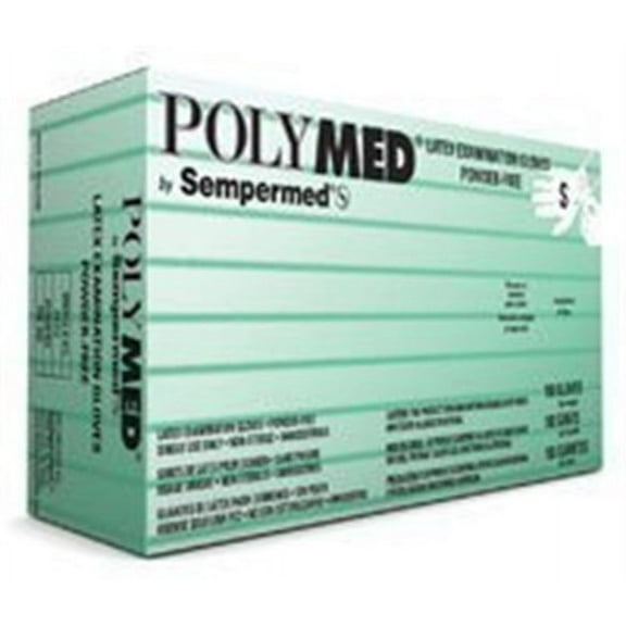 Sempermed Polymed Latex Powder-Free Exam Gloves, Small - Model PM102, Box of 100
