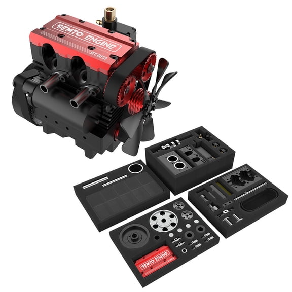 Semto/Otto ST-NF2 7.0cc Inline Twin-Cylinder 4-Stroke Air-Cooled Nitro Internal Combustion Engine Model Kit with Electric Start for STEM Education & Science Display