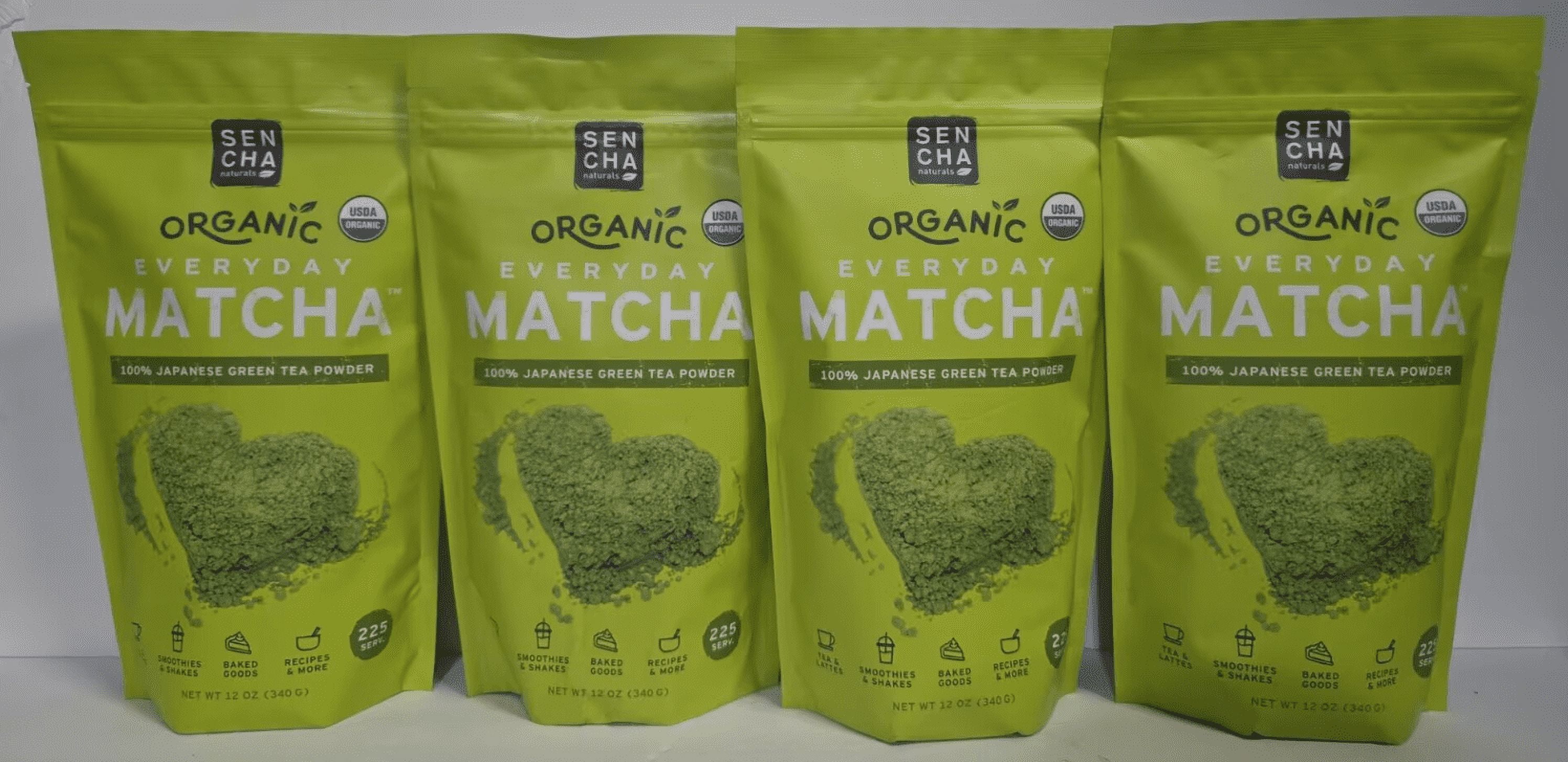 Sen Cha NON-GMO Organic Everyday Matcha 100% Japanese Green Tea Powder 12oz 340g (4 Bags)