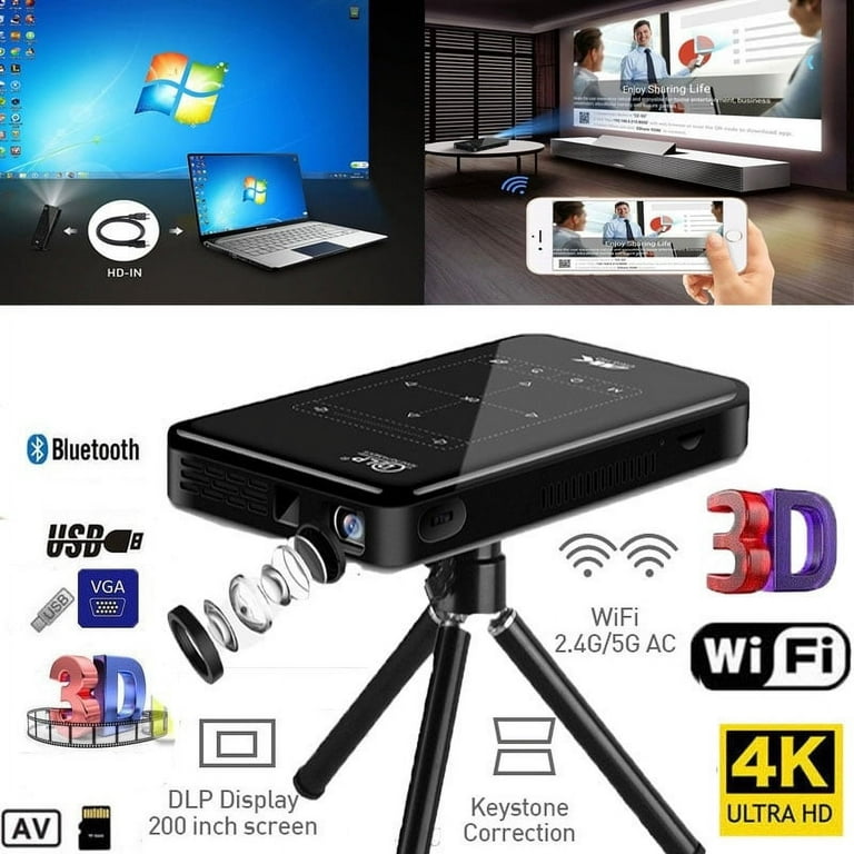 SenDDu Touch Screen 8GB 4K Smart DLP Projector Android WiFi