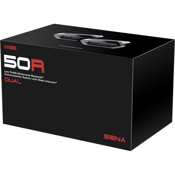 Sena 50R 3-Button Motorcycle Bluetooth Headset w/Sound by Harman Kardon Integrated Mesh Intercom System Premium Microphone & Speakers, Dual