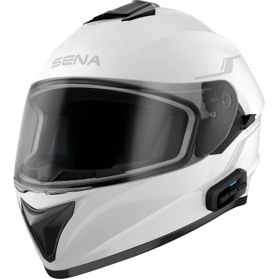 Sena OutForce DOT Full Face Motorcycle Helmet w/ Integrated Bluetooth Intercom GLOSSY WHITE MEDIUM