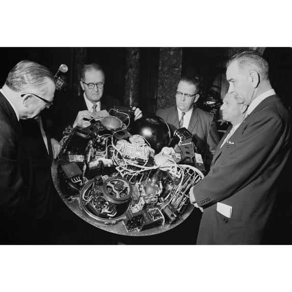 Senate Majority Leader Lyndon Johnson Is Shown The Complex Satellite Circuitry Of Tiros I History