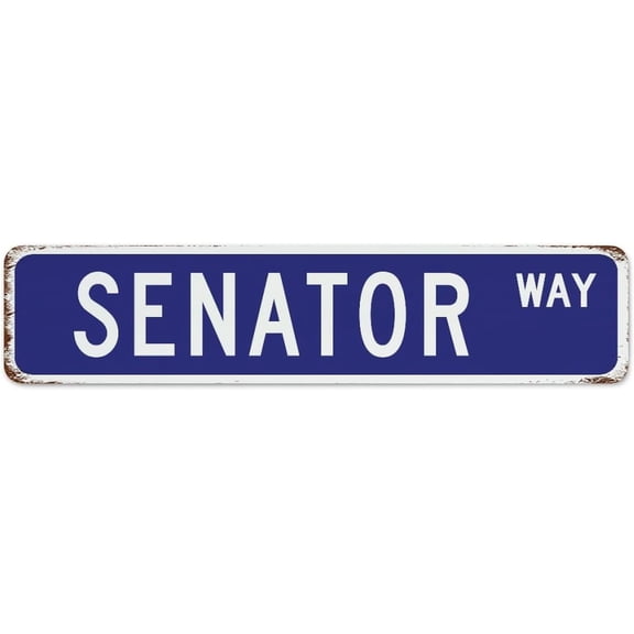 Senator 4"x16" Metal Tin Sign Custom Entryway Men Dining Room Man Cave Decor Garage Signs Profession Pure Solid Color Metal Plaque for Bathroom