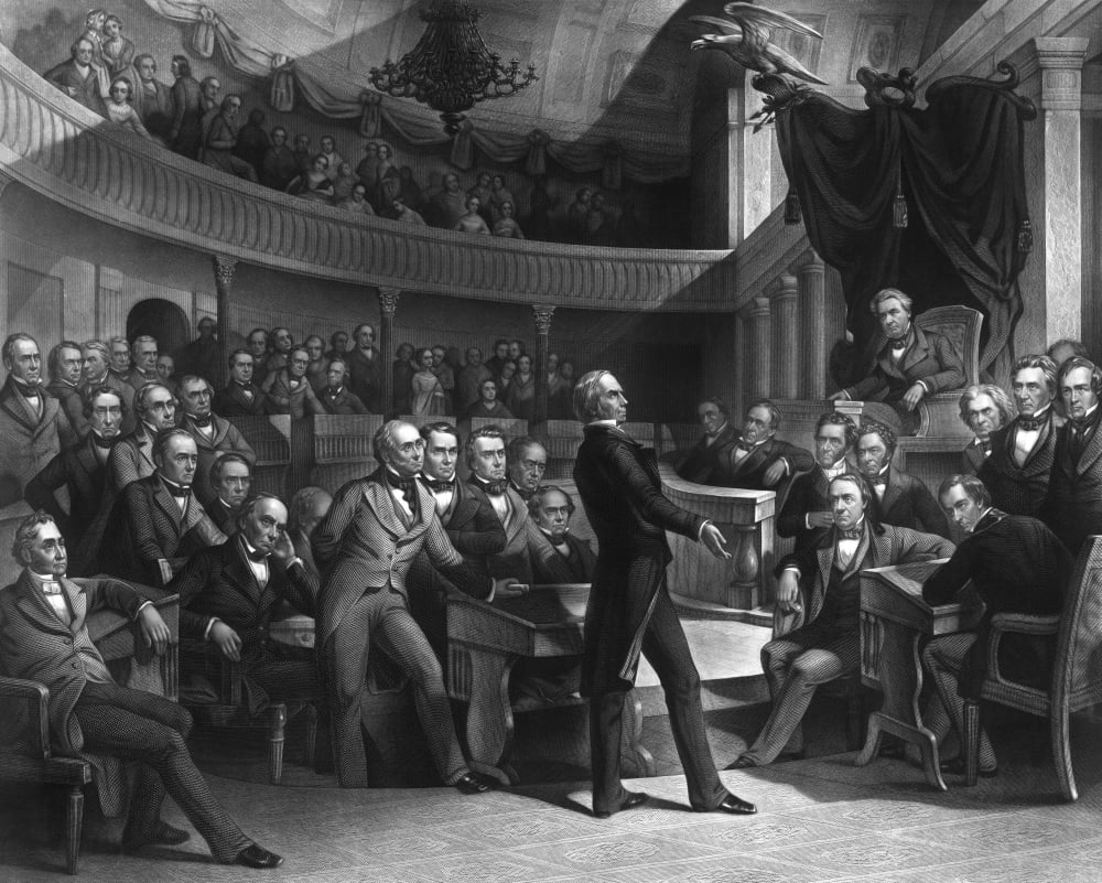 Senator Henry Clay speaking about the Compromise of 1850 in the Senate Canvas Art - John ParrotStocktrek Images (16 x 13)
