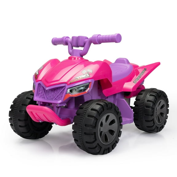 Senbabe 6V Battery Powered Ride-on ATV Car Toy with Spray Device, MP3 Player, LED Lights, Bluetooth and USB Port, Gift for Ages 3-5 Years Old-Rose Red