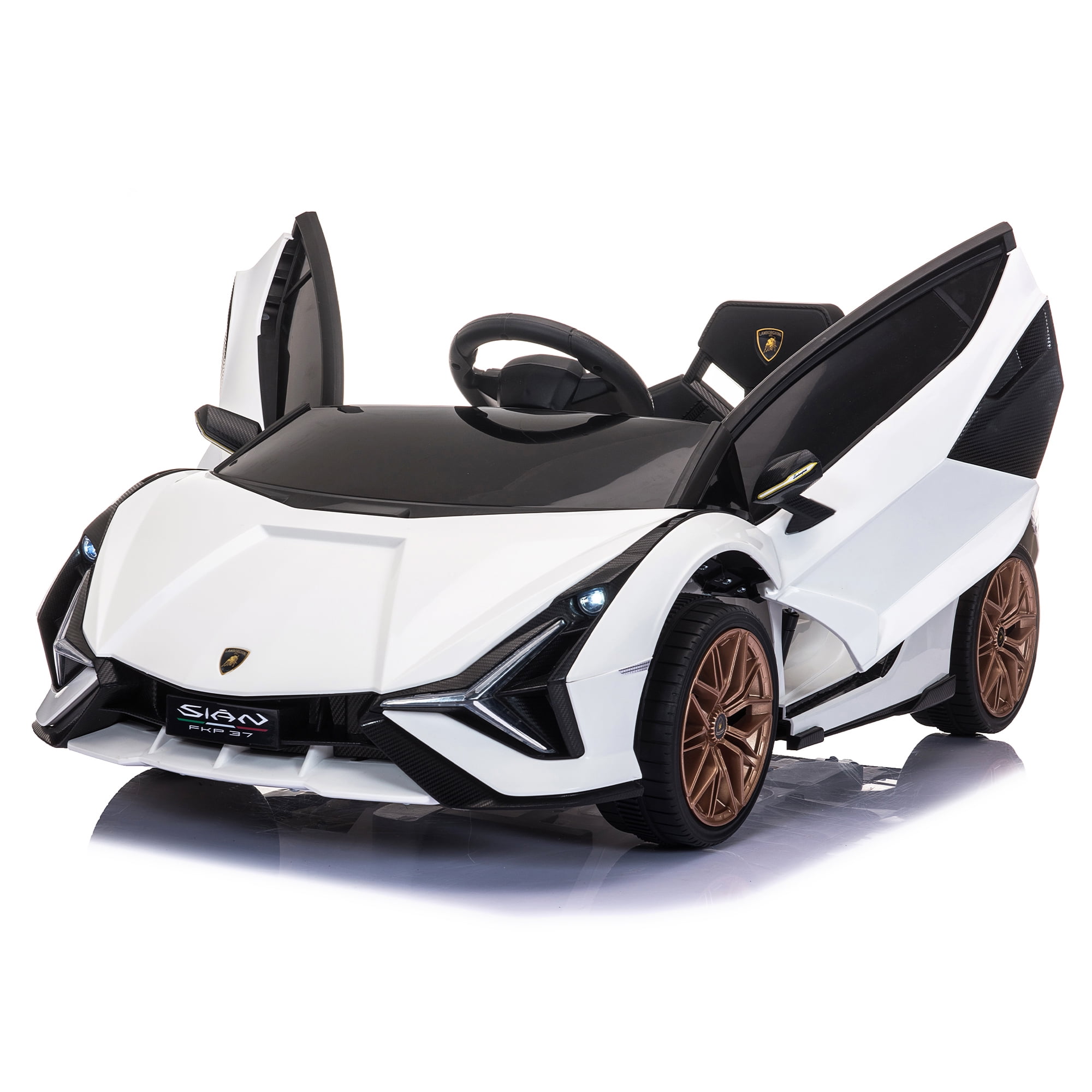 Senbabe Kids 12V Electric Ride On Licensed Lamborghini Sian Roadster  Motorized Sport Vehicle with 2 Speed, Remote Control, Wheels Suspension,  LED Lights 