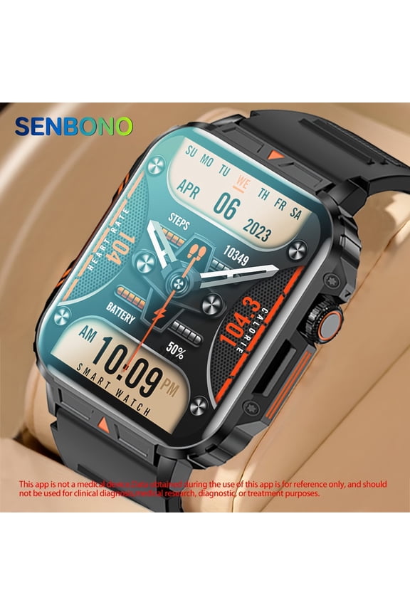 Senbono New Men's Smart Watch, Wireless Call Smartwacth, 340mah Large Battery, Information Push and Read, Custom Dial, Mobile Phone Sport Smart Watch