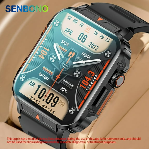 Senbono New Men's Smart Watch, Wireless Call Smartwacth, 340mah Large Battery, Information Push and Read, Custom Dial, Mobile Phone Sport Smart Watch