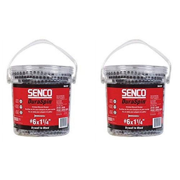 Senco 06A125P DuraSpin Number 6 by 1-1/4-Inch Drywall to Wood Collated Screw 1,000 per Box 2-Pack