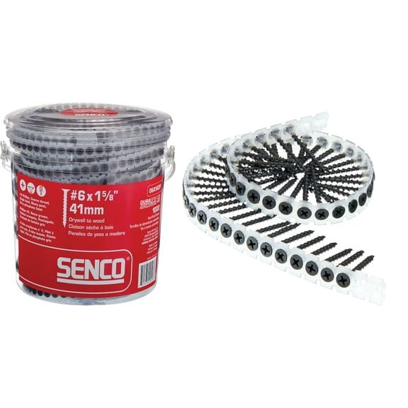 Senco 06A162P Duraspin# 6 by 1-5/8" Drywall to Wood Collated Screw 1, 000per Box 4-Pack