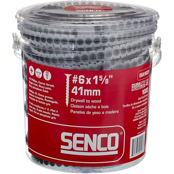 Senco Duraspin Drywall to Wood Collated Screw - #6 x 1-5/8 In, 1,000 Per Box