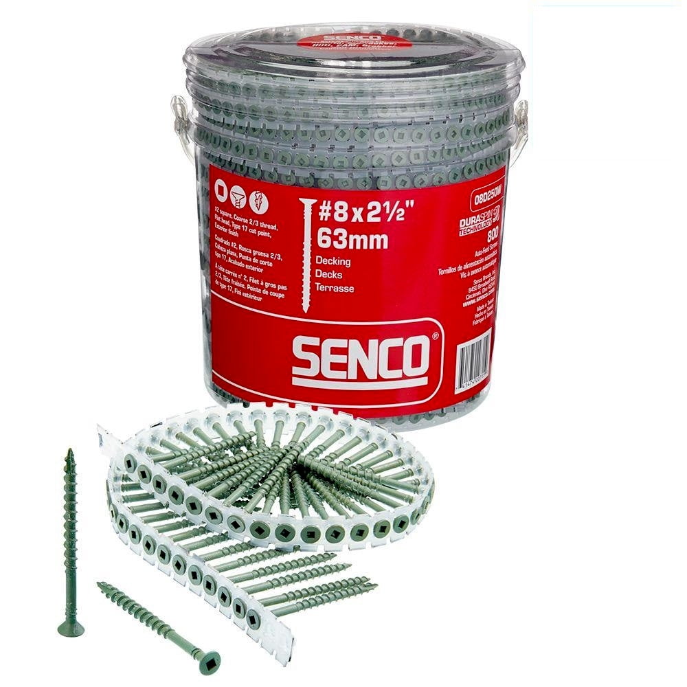 Senco 08D250W DuraSpin Screw Number 8 by 21/2Inch All Purpose Exterior Wood Collated Screw 800