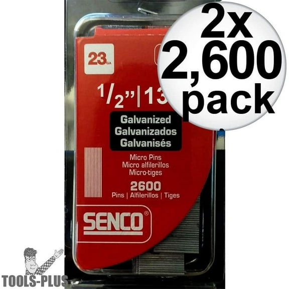 Senco A100509 2,600pk 1/2" 23 Gauge Galvanized Micro Pin Nails 2-Pack