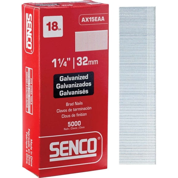 Senco AX15EAA 1-1/4" 18 Ga Straight Strip Galvanized Brad Nails 5000/Box