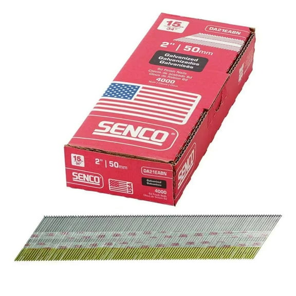 Senco DA21EABN 2" 15 Gauge 34 Angled Galvanized Strip Finish Nails 4000 Count