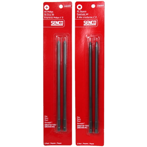 Senco EA0301 2pc #2 Square Duraspin Drive Bit Set & Senco EA0300 2pc #2 Phillips Duraspin Drive Bit Set