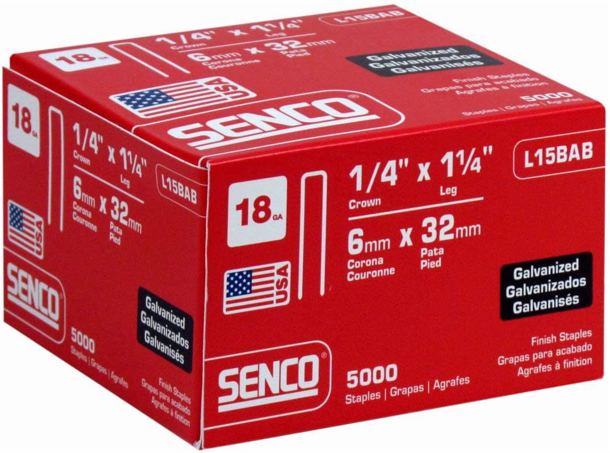 Senco L15BAB 1-1/4" 18Ga 1/4" Crown Medium Galvanized Wire Staples 5000/Box