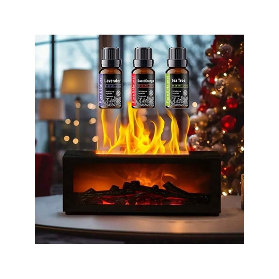 Send 3 Oils,Fireplace Humidifier Diffuser, Mini Fireplace Diffusers For Essential Oils, 7 Colors Flame Diffuser With Remote, 300ml Bonfire Diffuser Cool Mist Humidifiers Aromatherapy Diffuser.