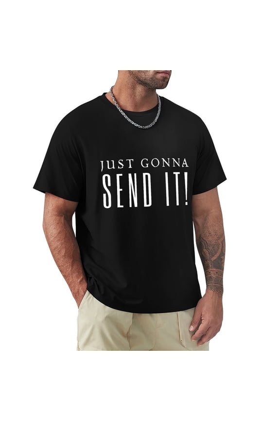 Send It Men's Cotton HD Print Short Sleeve T-Shirt Crew Neck Top Black 3XL