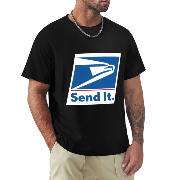 Send It Men's Cotton HD Print Short Sleeve T-Shirt Crew Neck Top Black M
