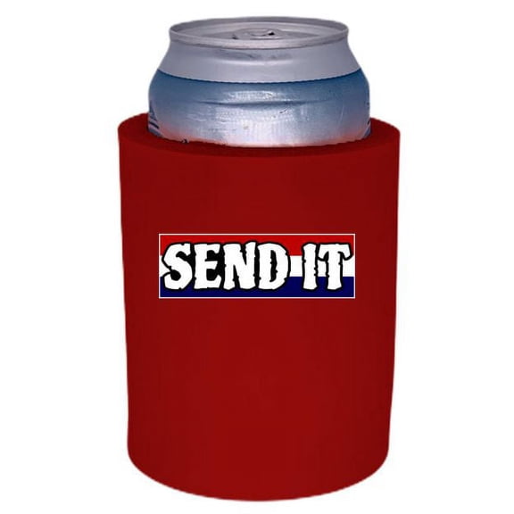 Send It Thick Foam Old School Can Coolie (Red)