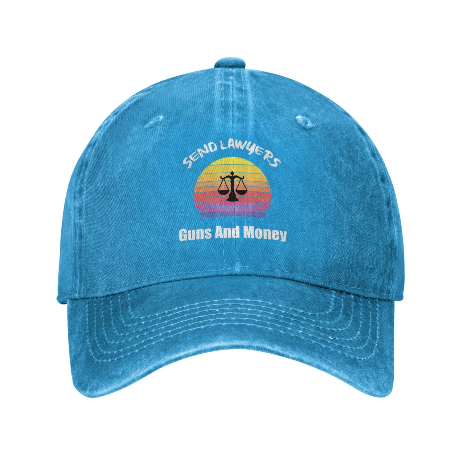 Need Money For Guns Trucker Hat - Adjustable Baseball Cap For Men & Women, Distressed Cotton - View #2