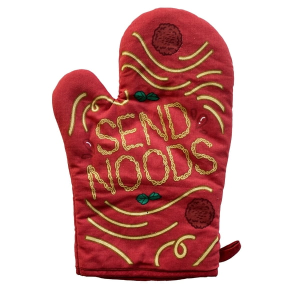 Send Noods Apron Oven Mitt Funny Noodle Cooking Graphic Novelty Kitchen Smock