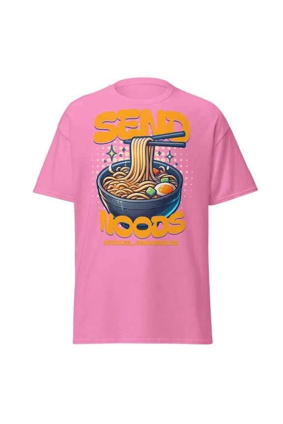 Send Noods Graphic T-Shirt - Funny Ramen Noodle Pun Tee, Foodie Meme Style Unisex Gildan 5000 Cotton Shirt, Sizes S-3XL
