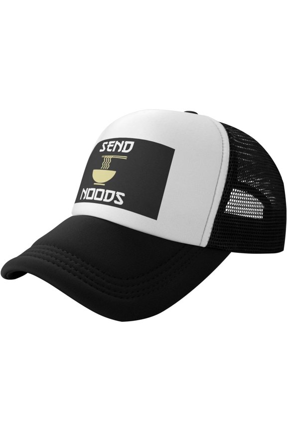 Send Noods Ramen Noodles Daily Trucker Hat - Mesh Baseball Snapback Cap for Men Or Women Outdoors Black