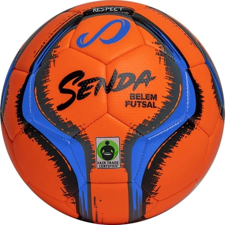 Senda Belem Training Futsal Ball, Fair Trade Certified Orange/Blue/Grey/Black Size 4 (Ages 13 & Up)
