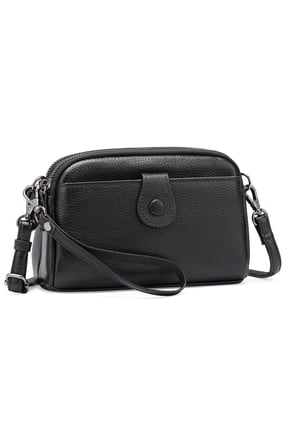 Crossbody Bags for Women Small Genuine Leather Shoulder Purse Cross Body Bag with Wristlet Top Zipper
