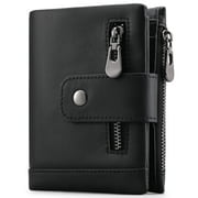 Sendefn Men's Bifold Wallet with RFID Blocking, Genuine Leather Wallet with Zip Coin Compartment
