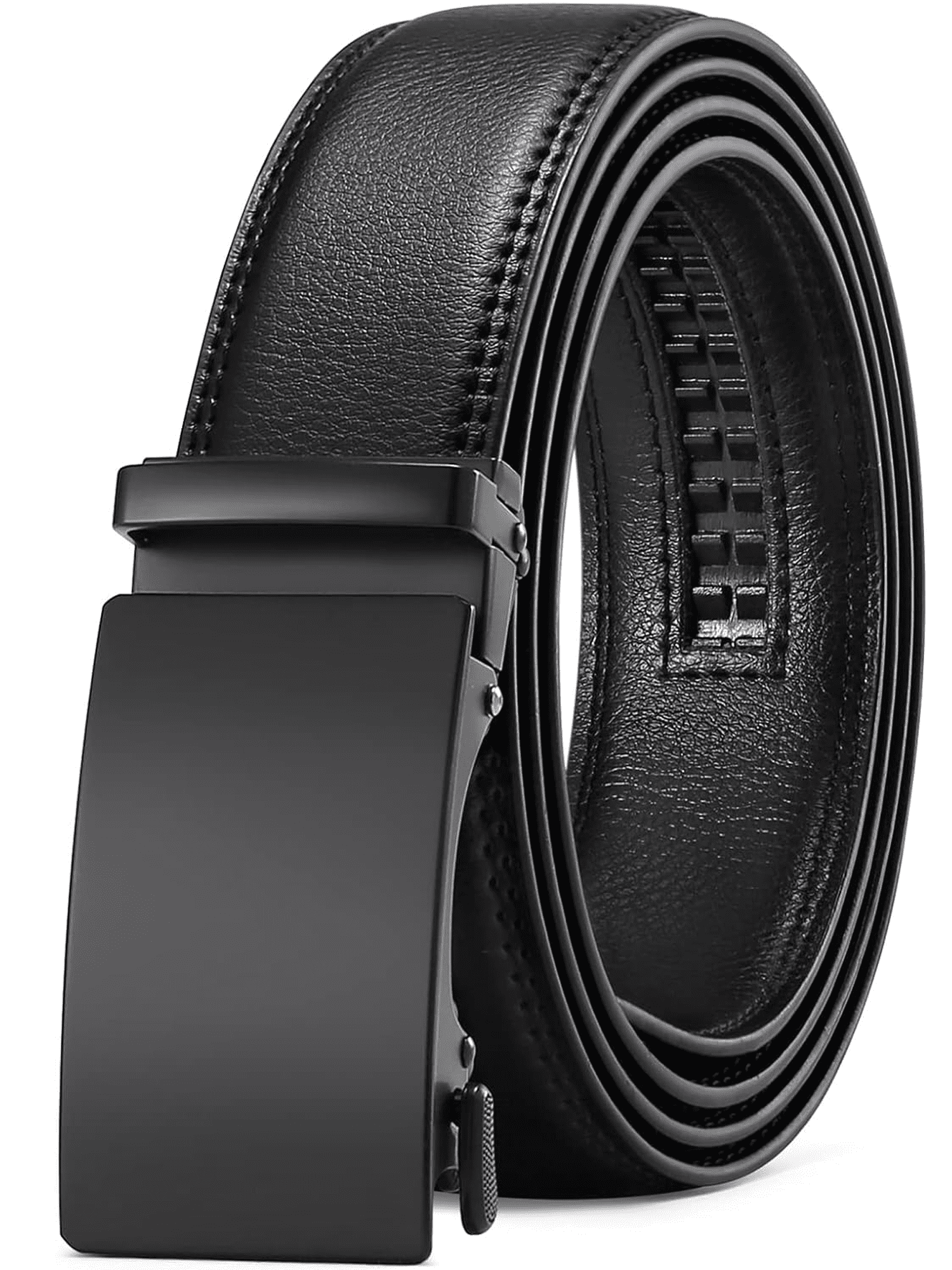 Sendefn Men's Leather Belt Automatic Ratchet Buckle Slide Belt for