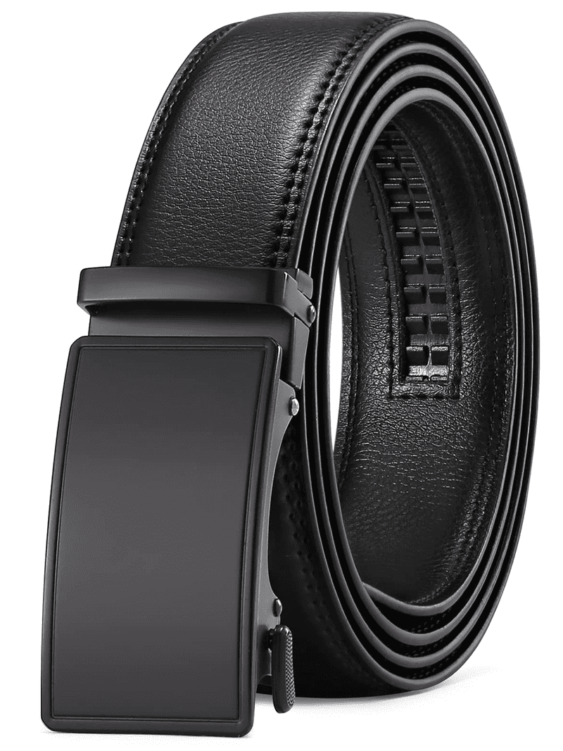 Sendefn Men's Leather Belt Automatic Ratchet Buckle Slide Belt for