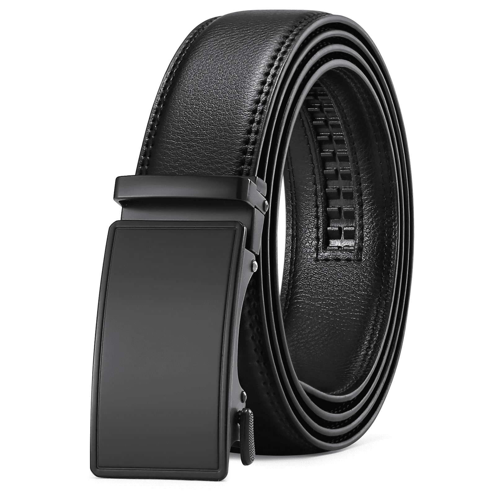 Sendefn Men's Leather Belt Automatic Ratchet Buckle Slide Belt for