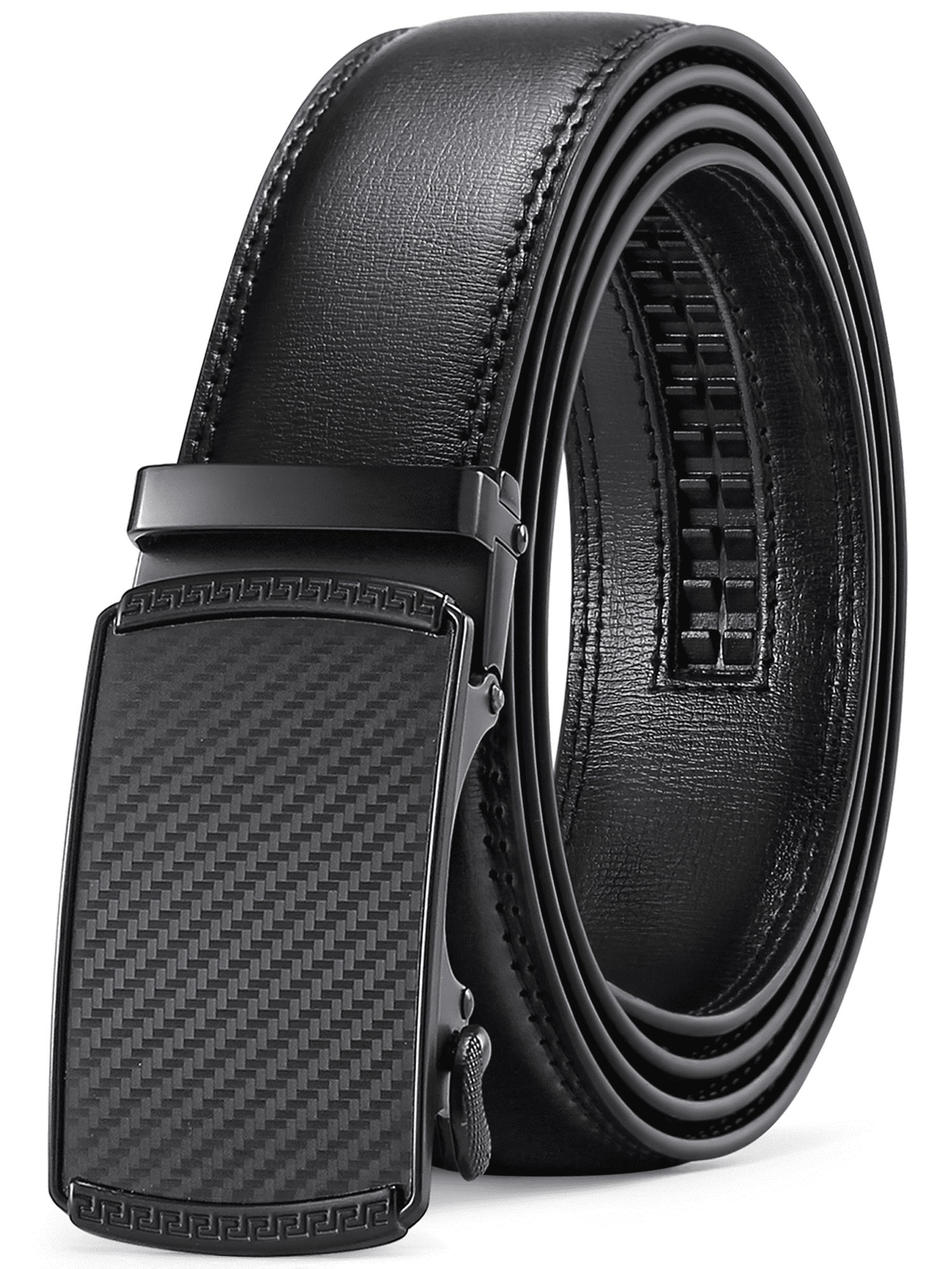 Mens Leather Adjustable Belts Slide Trim Ratchet With Automatic